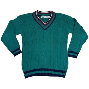 Vintage Preppy Teal Sweater • Size Large 🌿